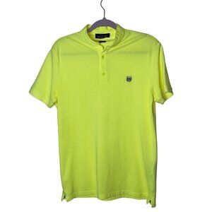The Kooples Sport Mens Golf Polo Shirt Size Medium Neon Yellow Slim Fit Cotton